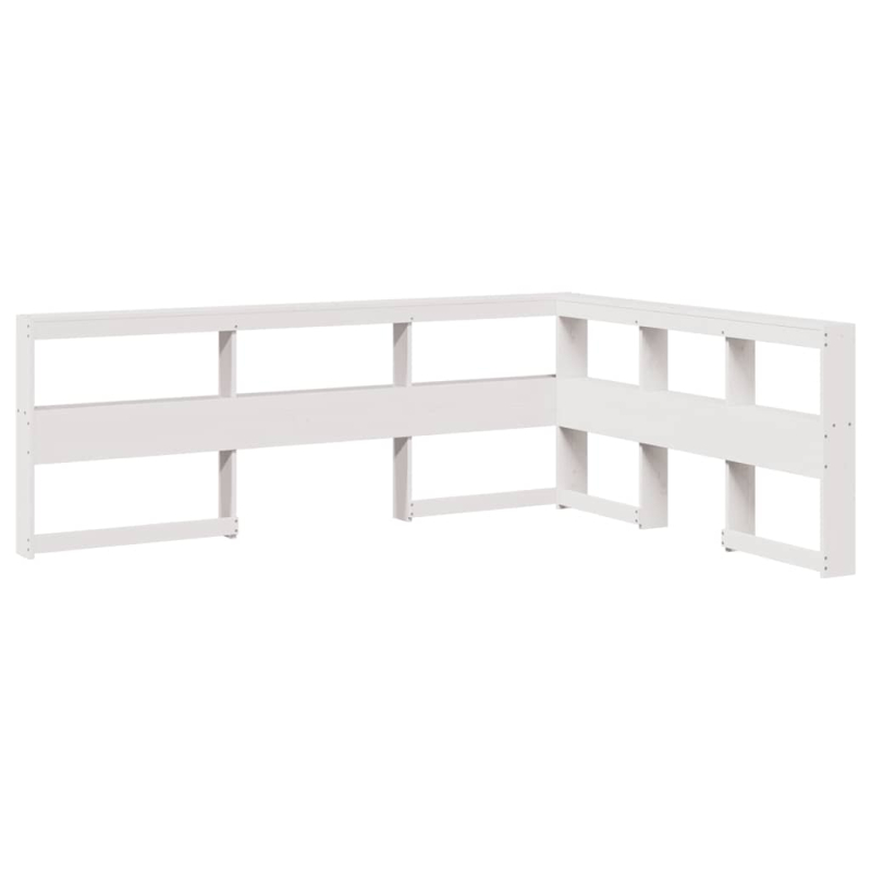 Kopfteil mit Bücherregal L-Form Weiß 150 cm Massivholz Kiefer