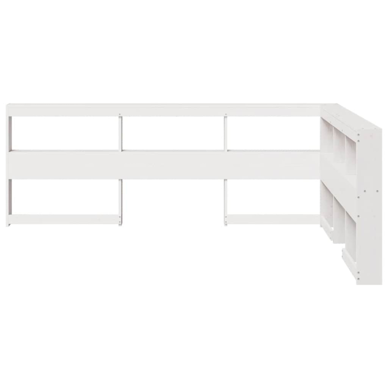 Kopfteil mit Bücherregal L-Form Weiß 150 cm Massivholz Kiefer