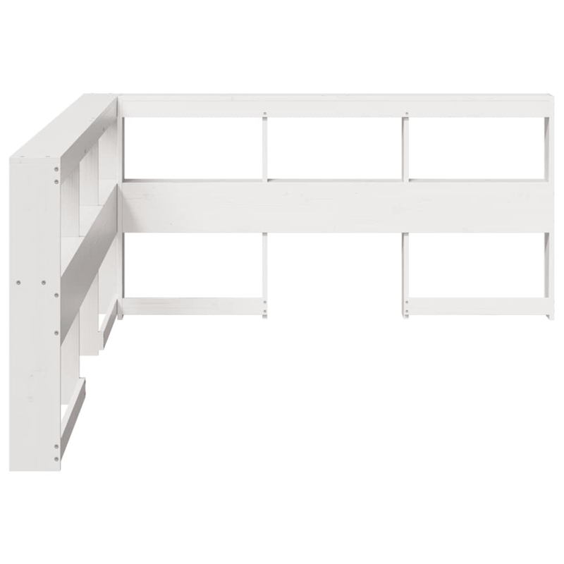 Kopfteil mit Bücherregal L-Form Weiß 150 cm Massivholz Kiefer