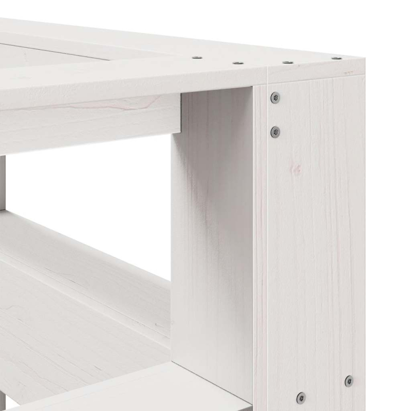 Kopfteil mit Bücherregal L-Form Weiß 150 cm Massivholz Kiefer