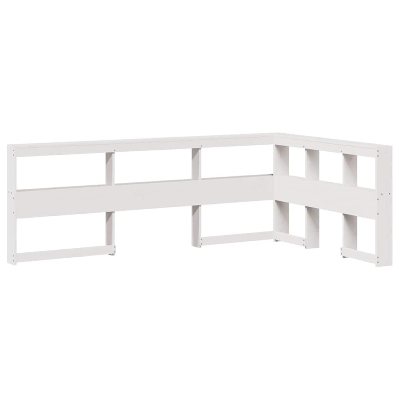 Kopfteil mit Bücherregal L-Form Weiß 120 cm Massivholz Kiefer