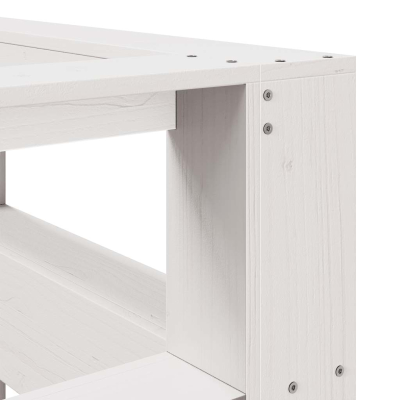 Kopfteil mit Bücherregal L-Form Weiß 120 cm Massivholz Kiefer