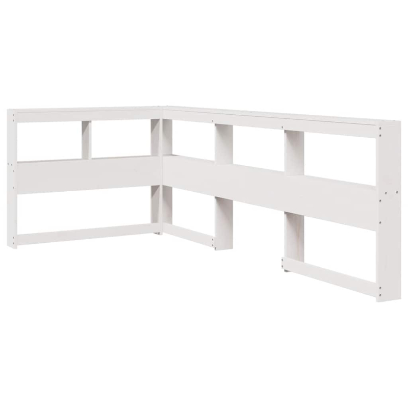 Kopfteil mit Bücherregal L-Form Weiß 100 cm Massivholz Kiefer