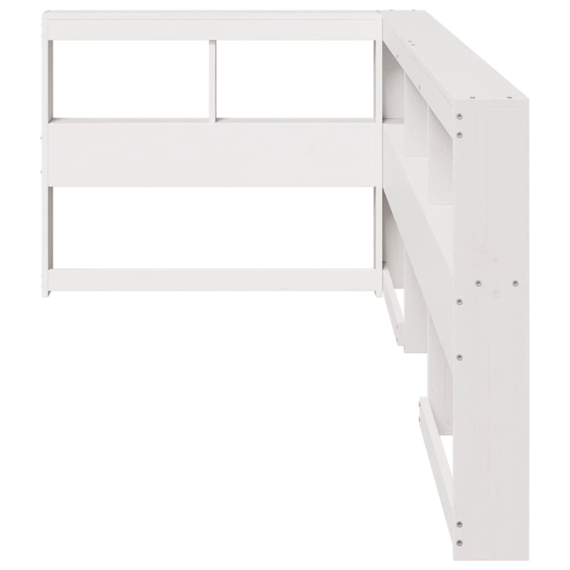 Kopfteil mit Bücherregal L-Form Weiß 100 cm Massivholz Kiefer