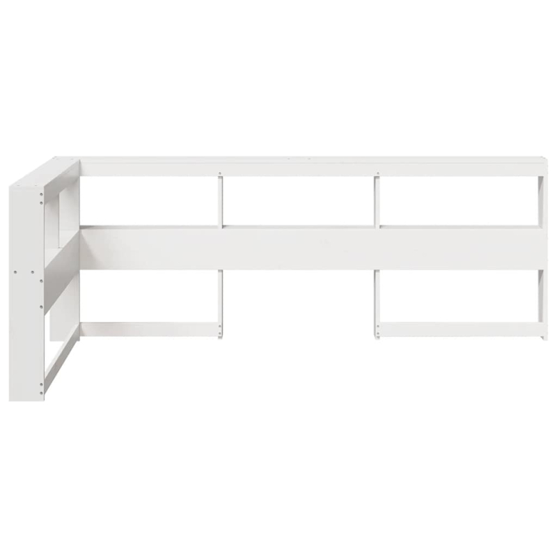 Kopfteil mit Bücherregal L-Form Weiß 100 cm Massivholz Kiefer