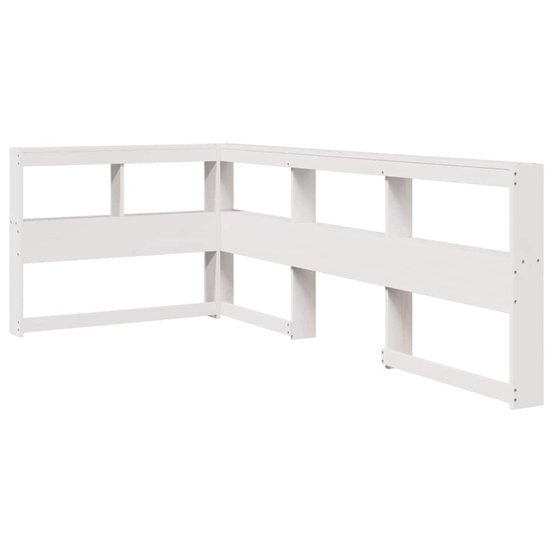 Kopfteil mit Bücherregal L-Form Weiß 80 cm Massivholz Kiefer
