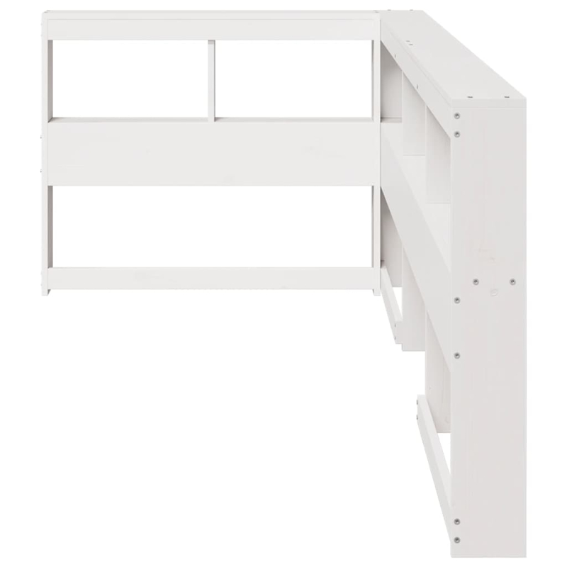 Kopfteil mit Bücherregal L-Form Weiß 80 cm Massivholz Kiefer