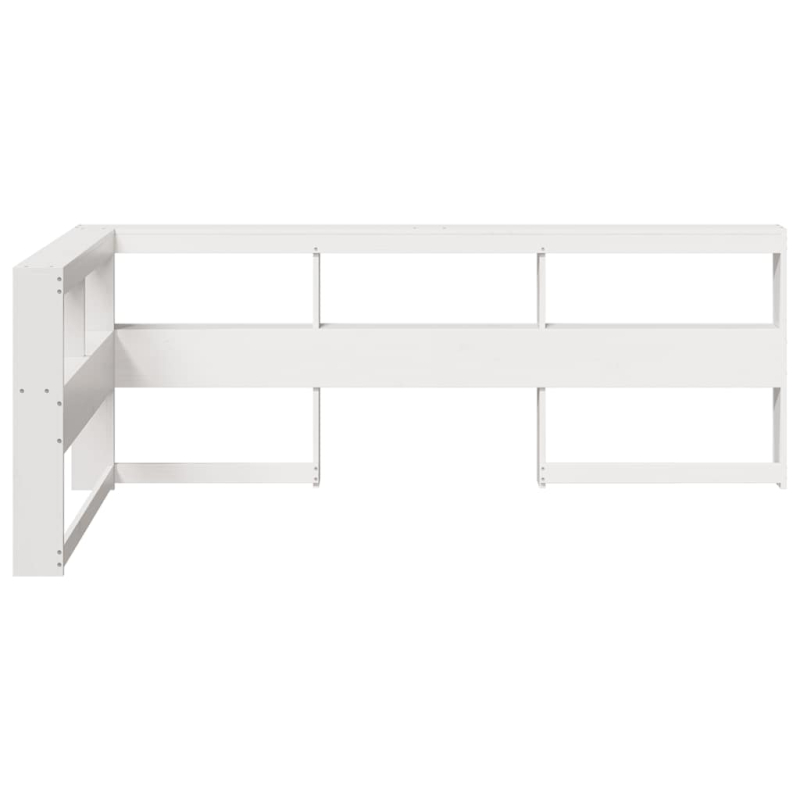 Kopfteil mit Bücherregal L-Form Weiß 80 cm Massivholz Kiefer