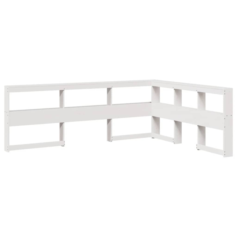 Kopfteil mit Bücherregal L-Form Weiß 140 cm Massivholz Kiefer