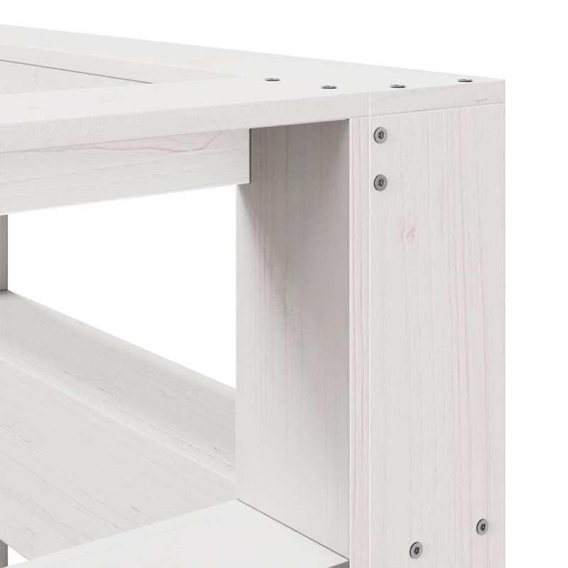 Kopfteil mit Bücherregal L-Form Weiß 140 cm Massivholz Kiefer