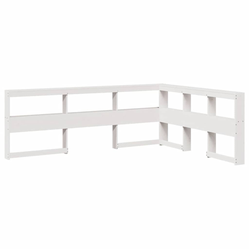 Kopfteil mit bücherregal L-form weiß 135 cm massivholz kiefer