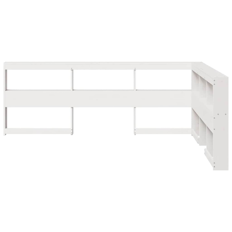Kopfteil mit bücherregal L-form weiß 135 cm massivholz kiefer