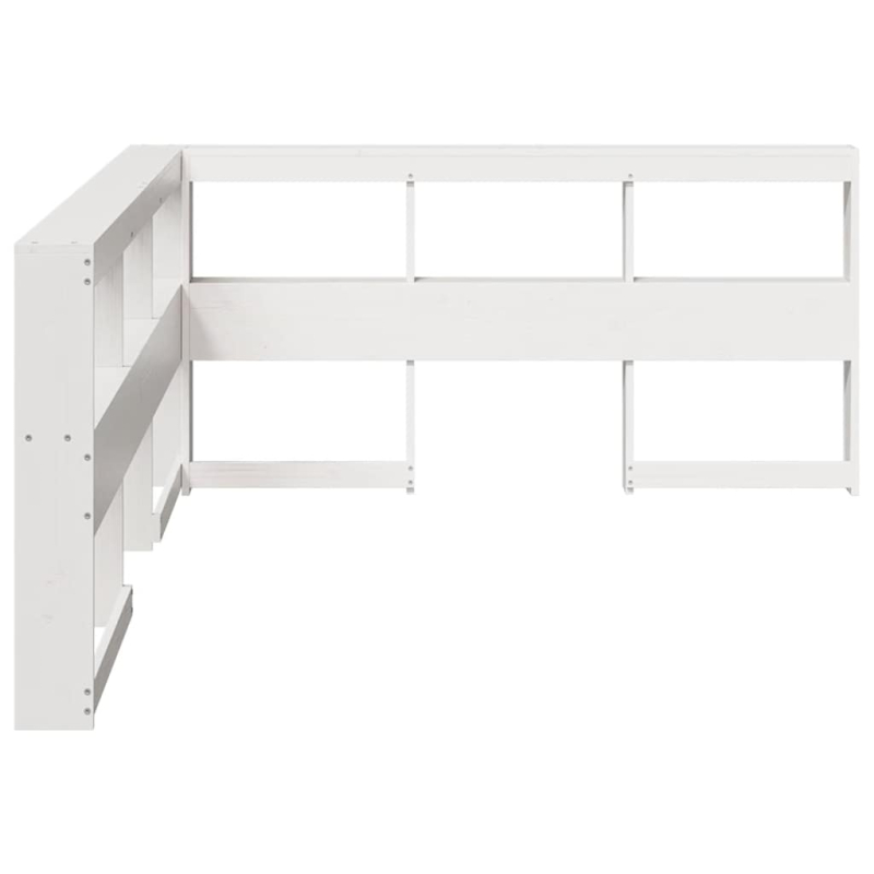 Kopfteil mit bücherregal L-form weiß 135 cm massivholz kiefer