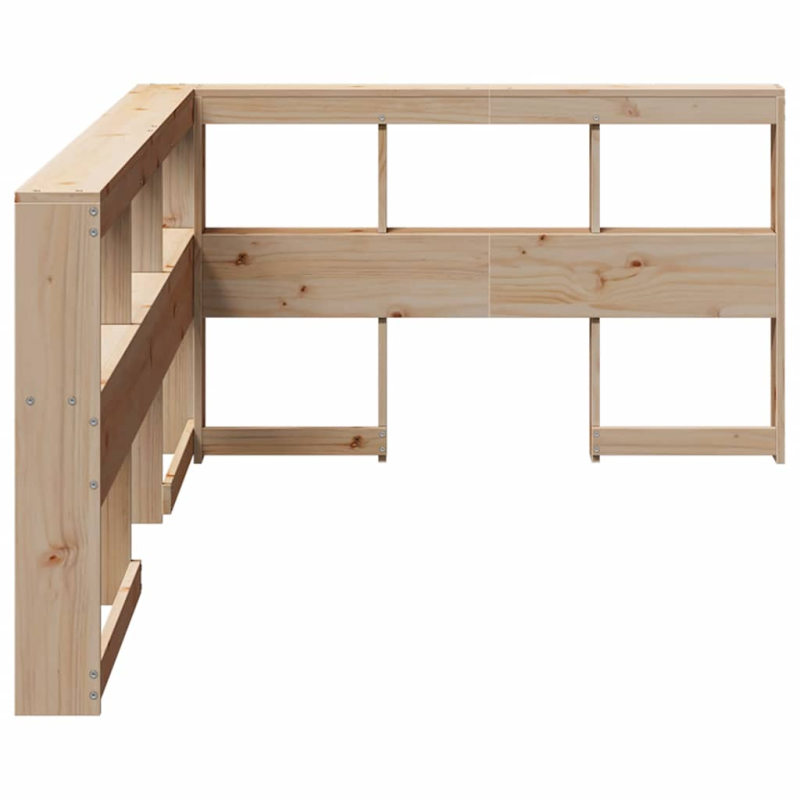 Kopfteil mit Bücherregal L-Form 120 cm Massivholz Kiefer
