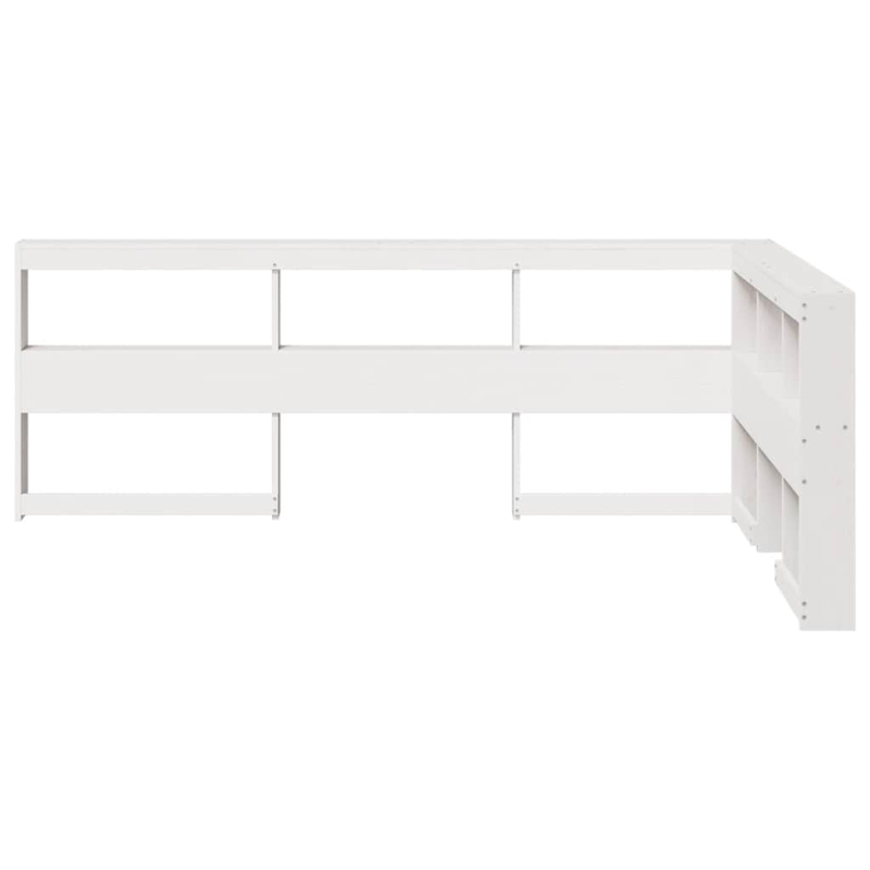 Kopfteil mit Bücherregal L-Form Weiß 120 cm Massivholz Kiefer