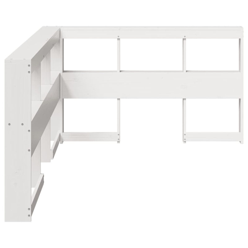 Kopfteil mit Bücherregal L-Form Weiß 120 cm Massivholz Kiefer