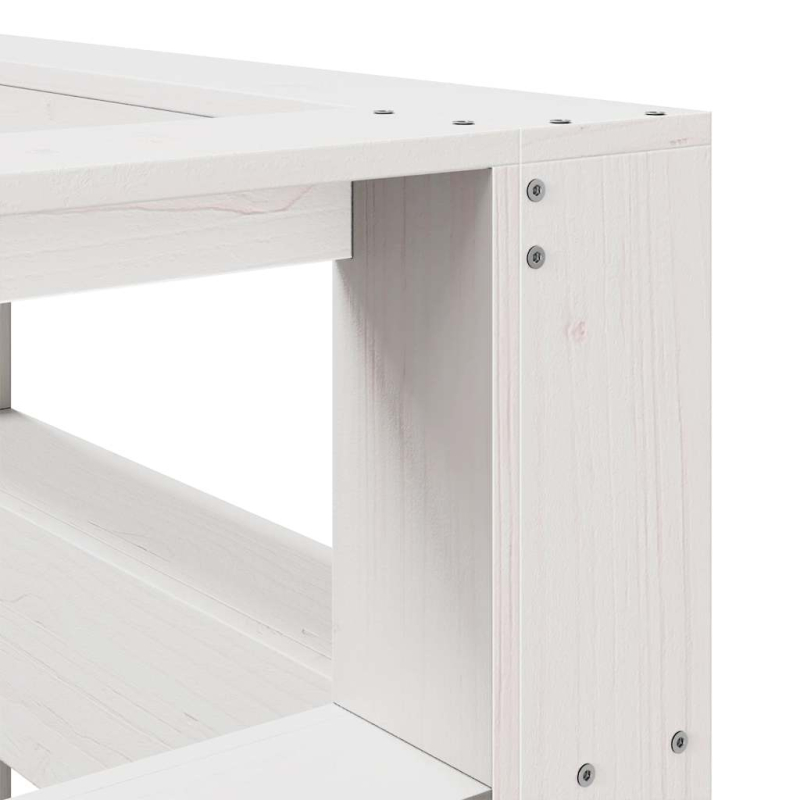 Kopfteil mit Bücherregal L-Form Weiß 120 cm Massivholz Kiefer