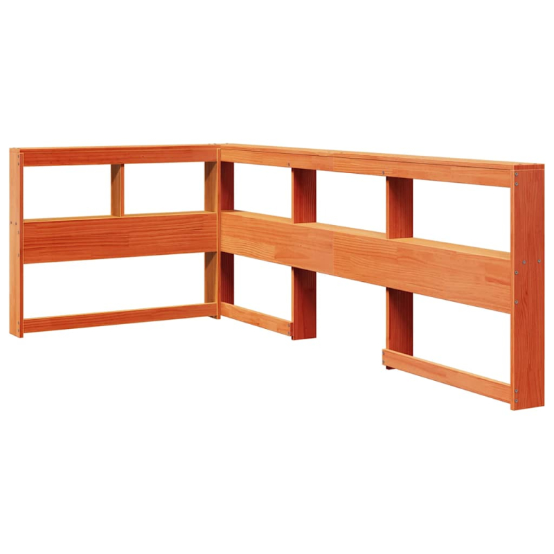 Kopfteil mit Bücherregal L-Form Wachsbraun 75 cm Massivholz