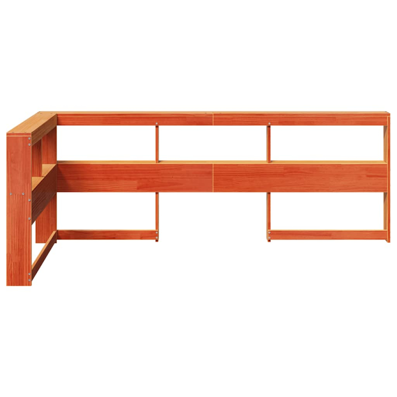 Kopfteil mit Bücherregal L-Form Wachsbraun 75 cm Massivholz