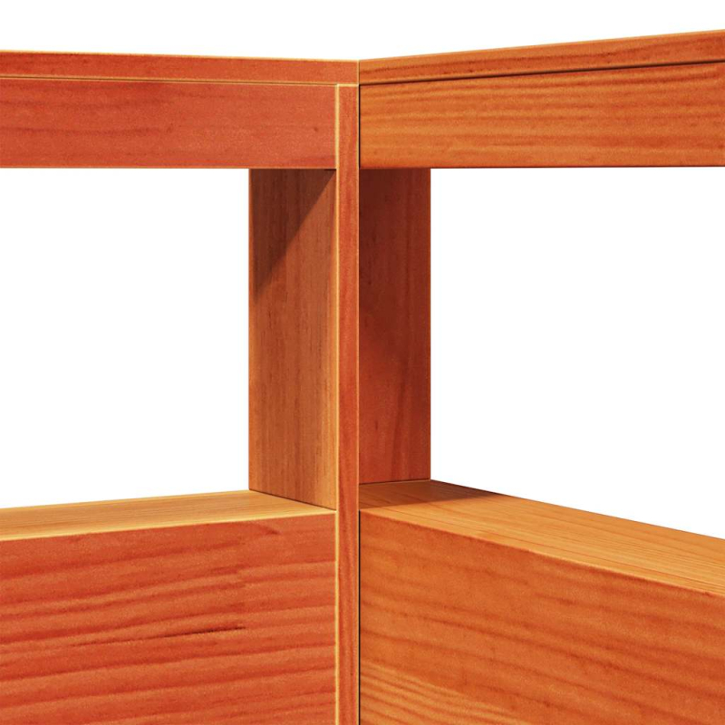 Kopfteil mit Bücherregal L-Form Wachsbraun 75 cm Massivholz