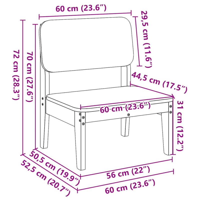 Gartenstuhl 60x52,5x72 cm Massivholz Douglasie
