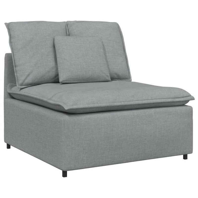 Modulares Sofa mit Fußhocker und Kissen Hellgrau