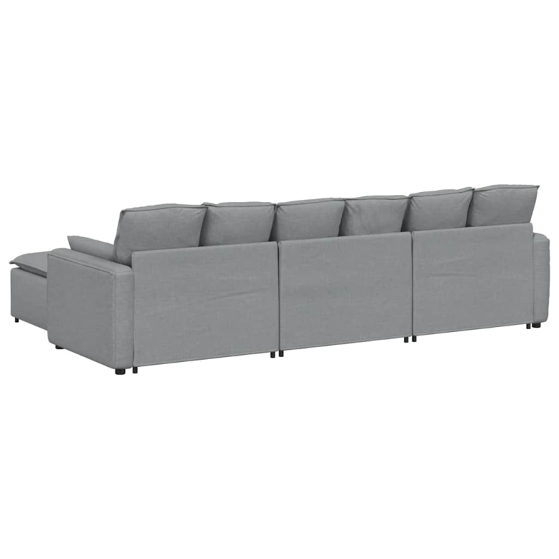 Modulares Sofa mit Fußhocker und Kissen Hellgrau