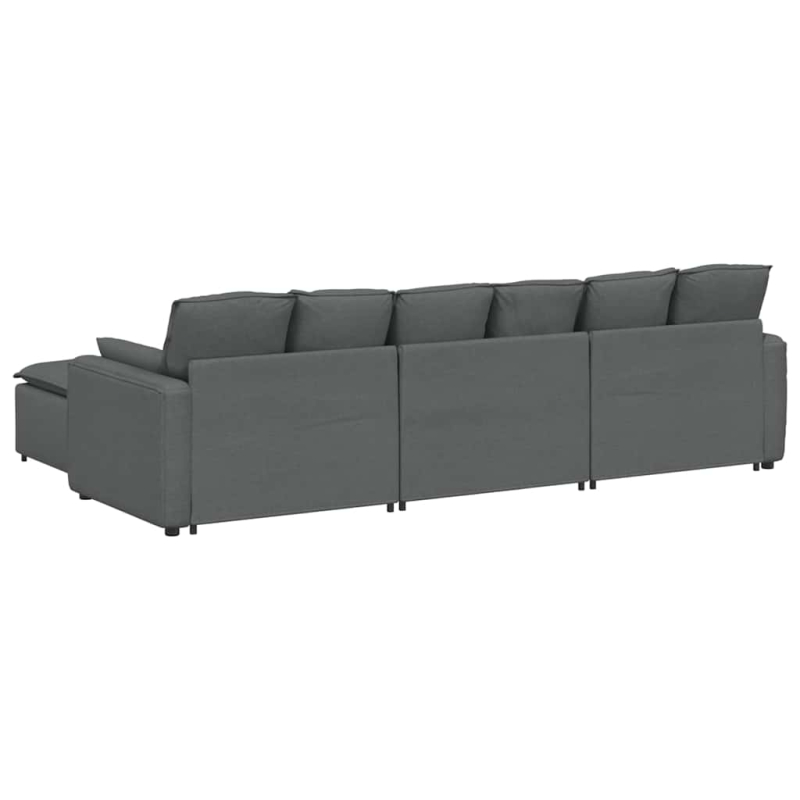 Modulares Sofa mit Fußhocker und Kissen Dunkelgrau