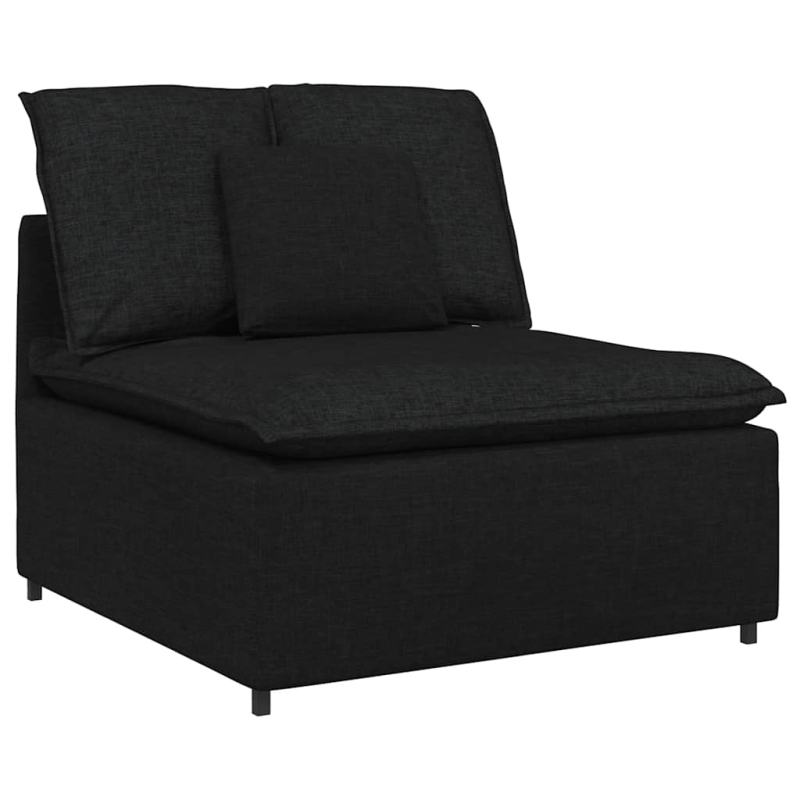 Modulares Sofa mit Fußhocker und Kissen Schwarz