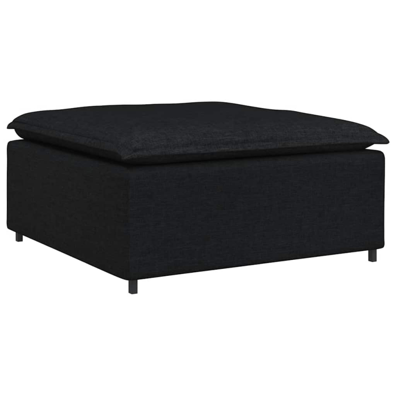 Modulares Sofa mit Fußhocker und Kissen Schwarz