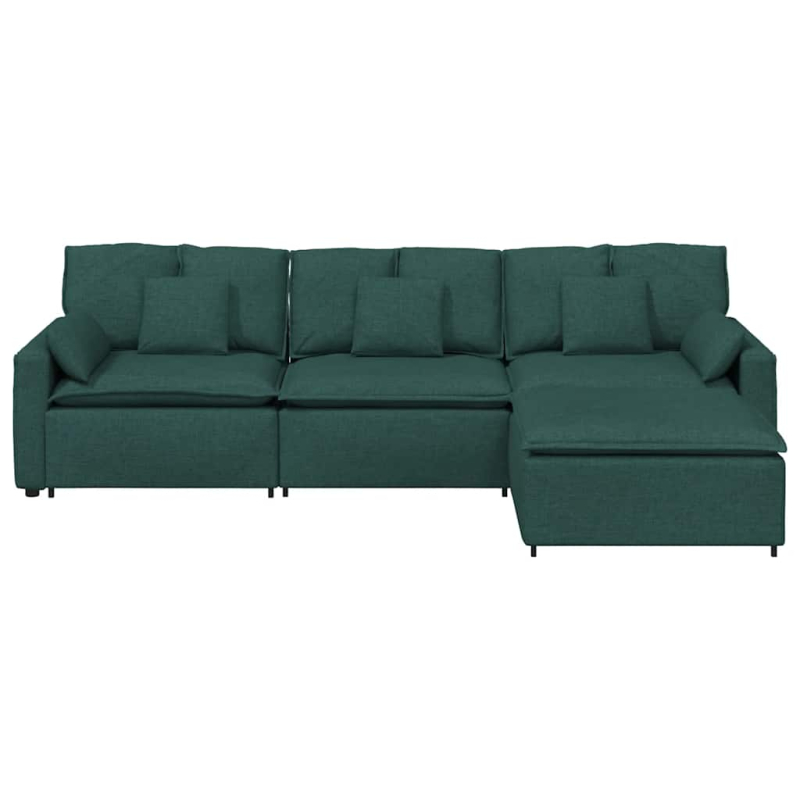 Modulares Sofa mit Fußhocker und Kissen Dunkelgrün