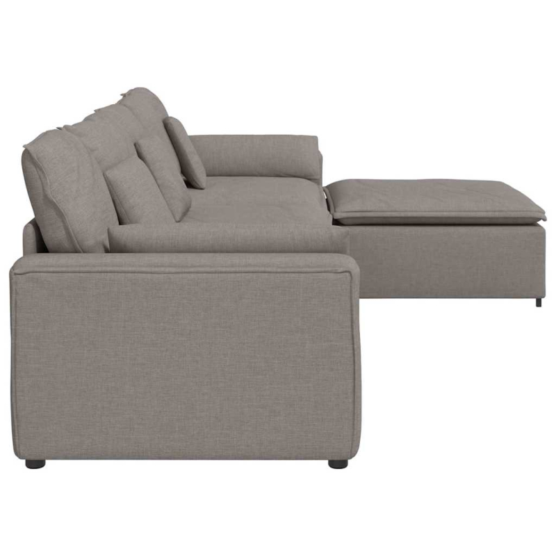 Modulares Sofa mit Fußhocker und Kissen Taupe