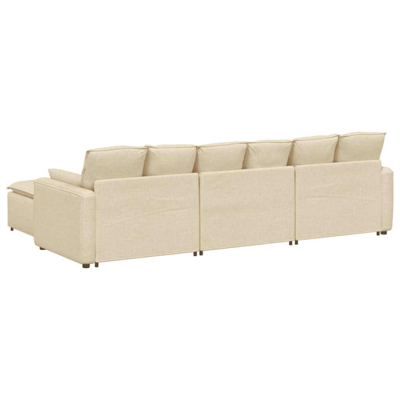 Modulares Sofa mit Fußhocker und Kissen Cream