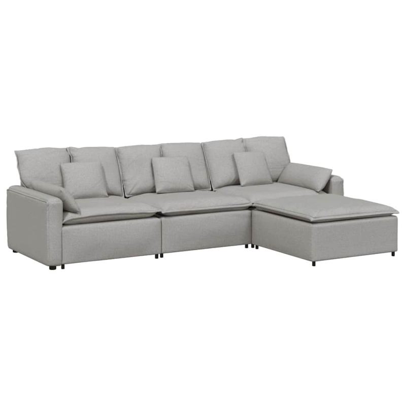 Modulares Sofa mit Fußhocker und Kissen Wolkengrau