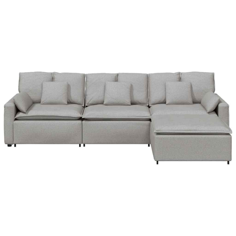 Modulares Sofa mit Fußhocker und Kissen Wolkengrau
