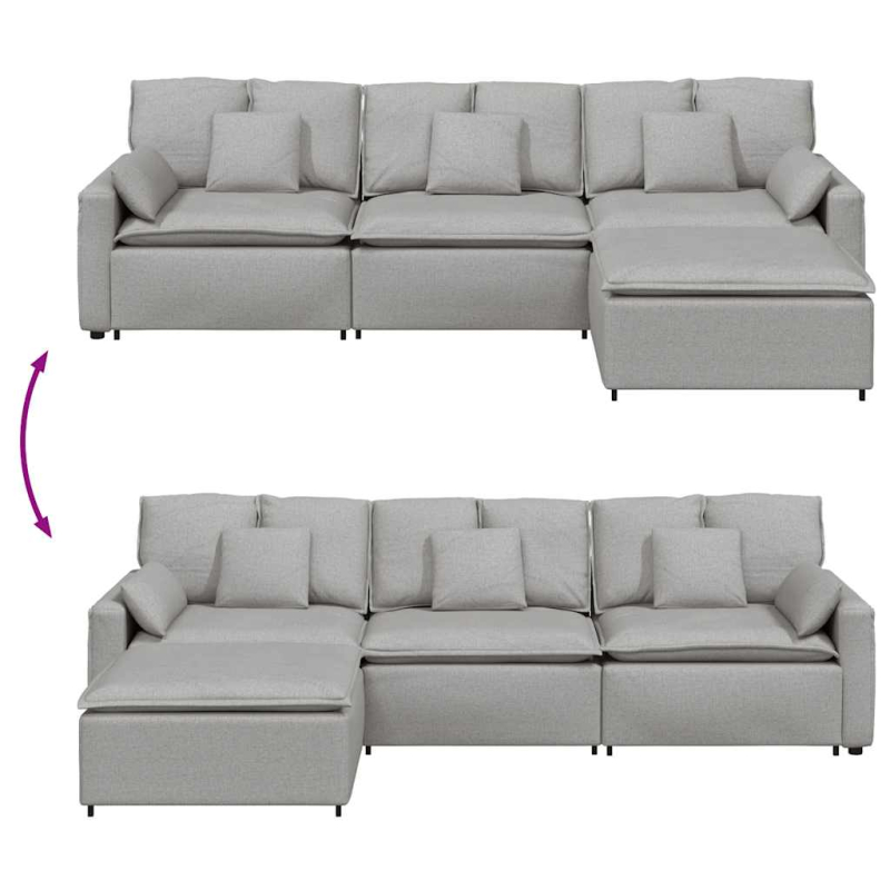 Modulares Sofa mit Fußhocker und Kissen Wolkengrau
