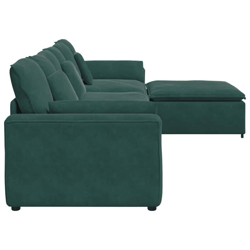 Modulares Sofa mit Fußhocker und Kissen Dunkelgrün