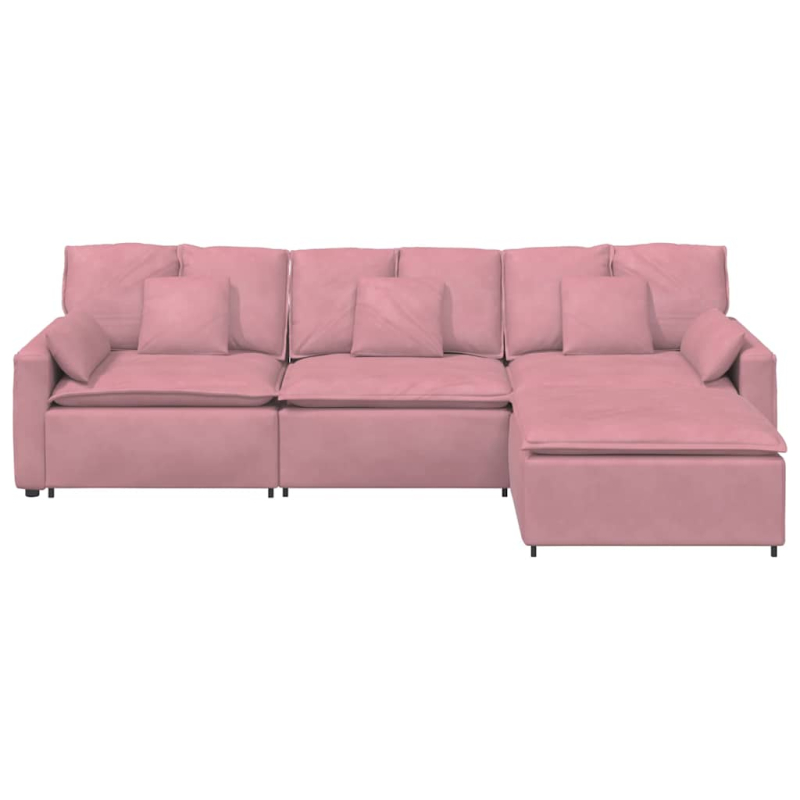 Modulares Sofa mit Fußhocker und Kissen Rosa
