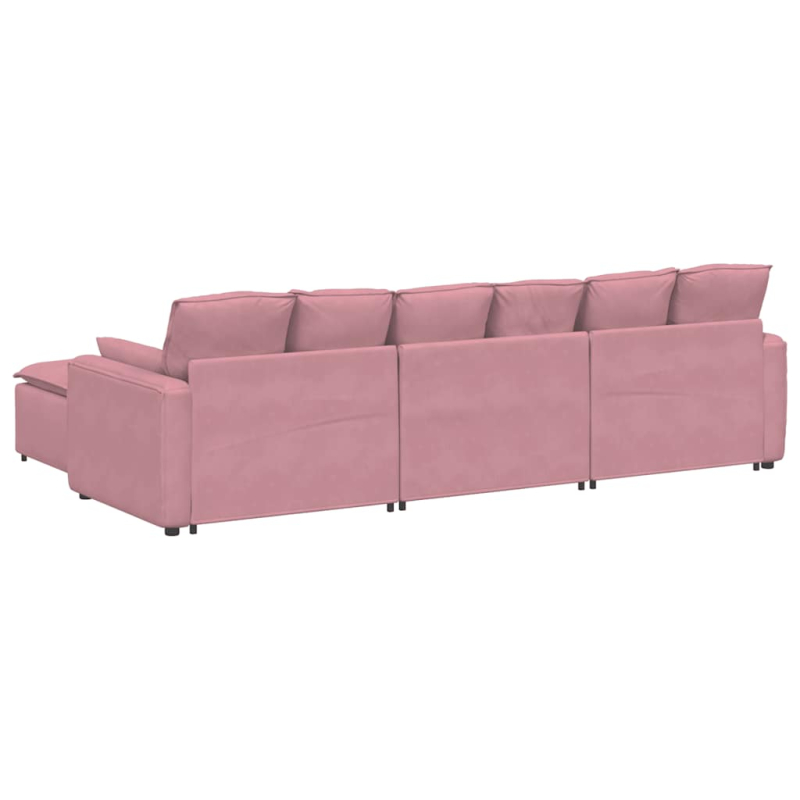 Modulares Sofa mit Fußhocker und Kissen Rosa