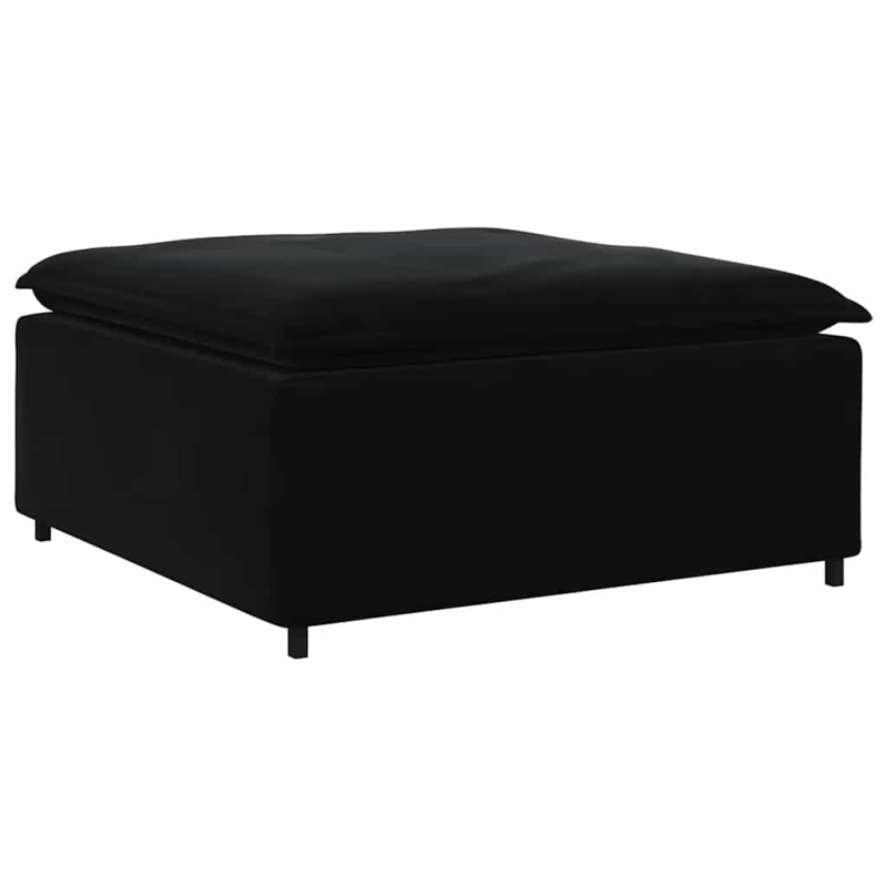 Modulares Sofa mit Fußhocker und Kissen Schwarz