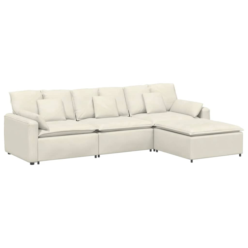 Modulares Sofa mit Fußhocker und Kissen Cream