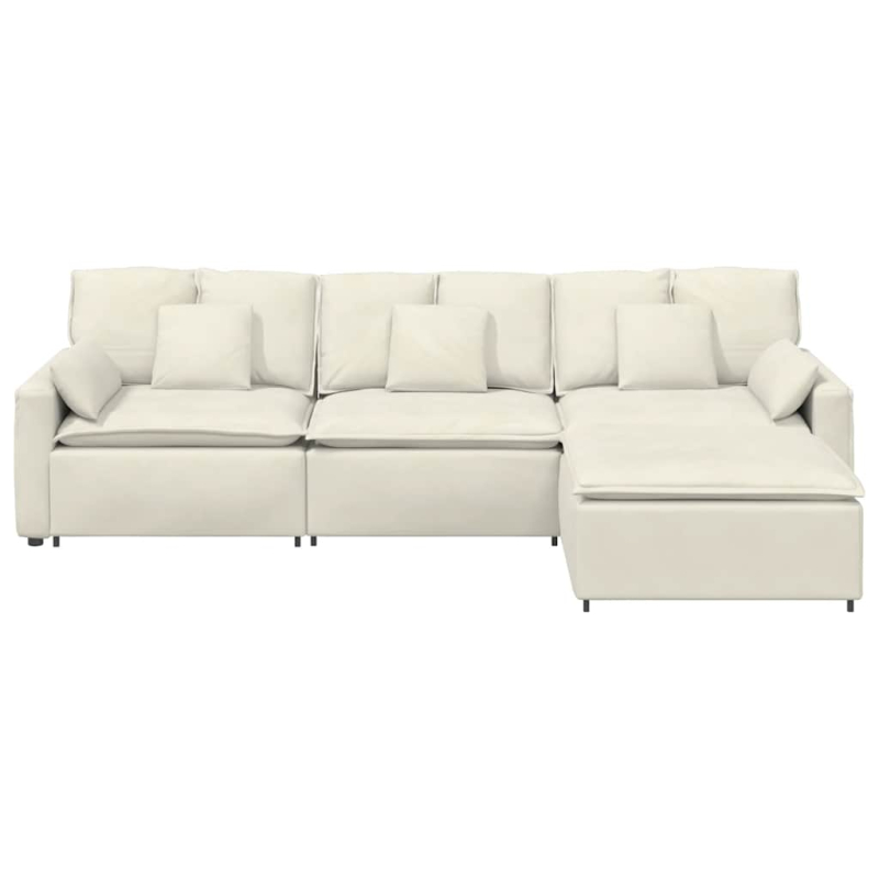 Modulares Sofa mit Fußhocker und Kissen Cream