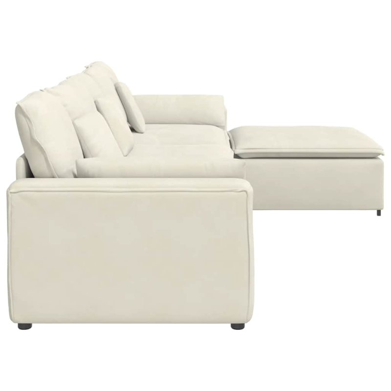 Modulares Sofa mit Fußhocker und Kissen Cream