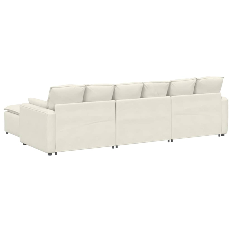 Modulares Sofa mit Fußhocker und Kissen Cream