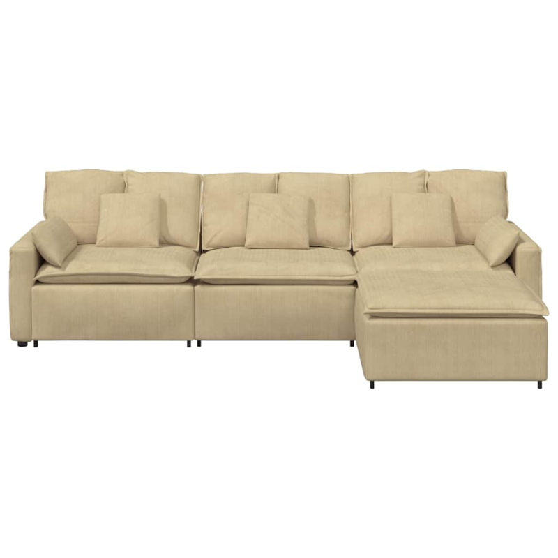 Modulares Sofa mit Fußhocker und Kissen Hellgrün Grau
