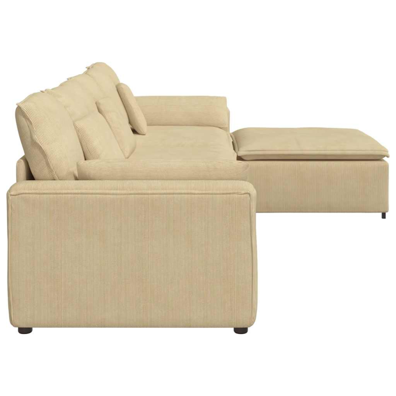 Modulares Sofa mit Fußhocker und Kissen Hellgrün Grau