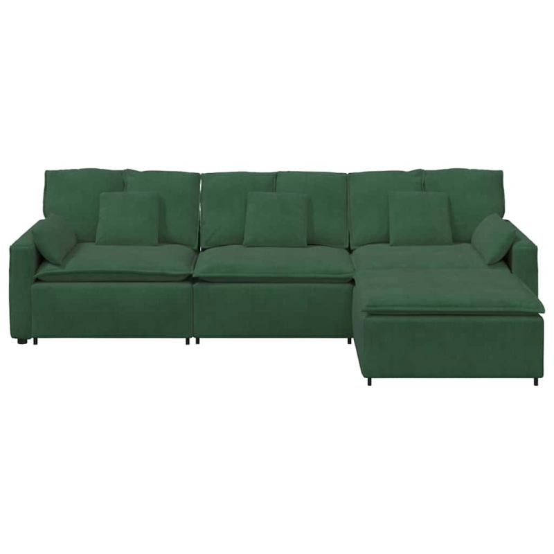 Modulares Sofa mit Fußhocker und Kissen Dschungelgrün