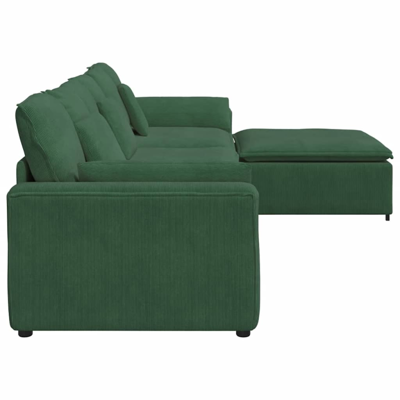 Modulares Sofa mit Fußhocker und Kissen Dschungelgrün
