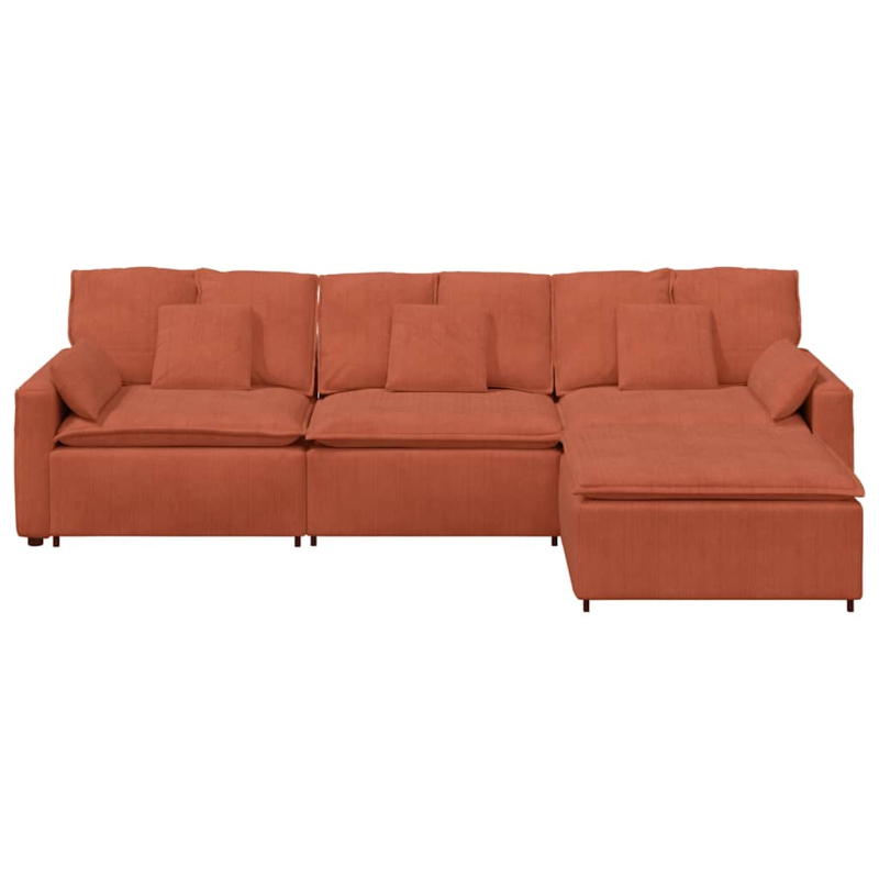 Modulares Sofa mit Fußhocker und Kissen Rot Orange