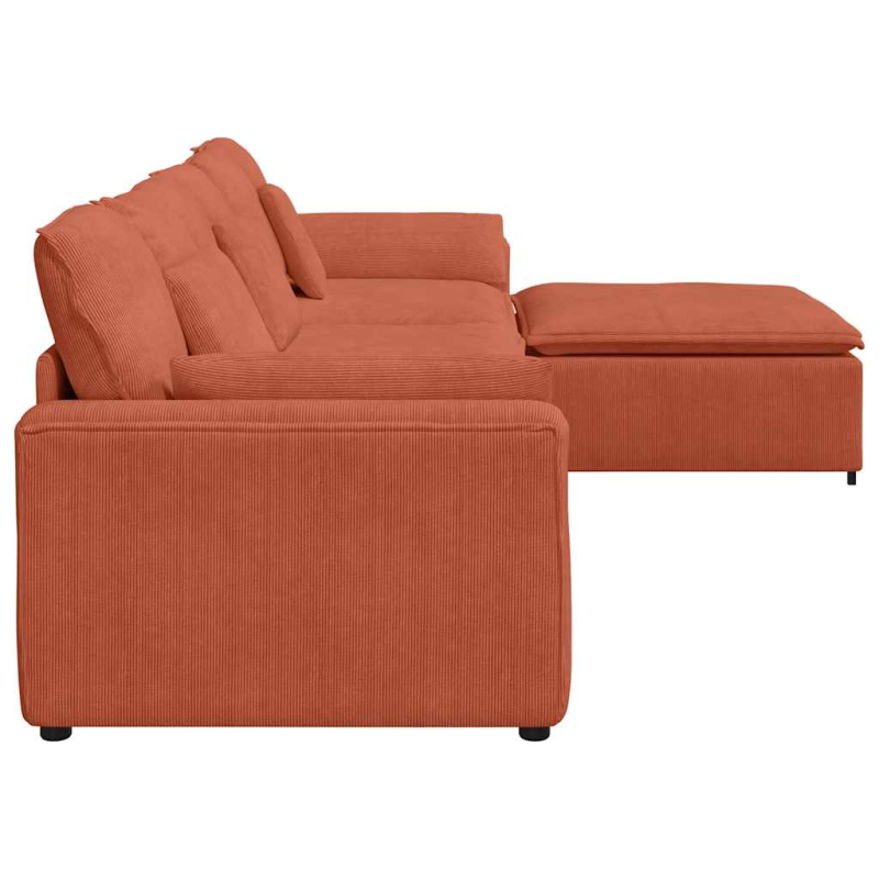 Modulares Sofa mit Fußhocker und Kissen Rot Orange
